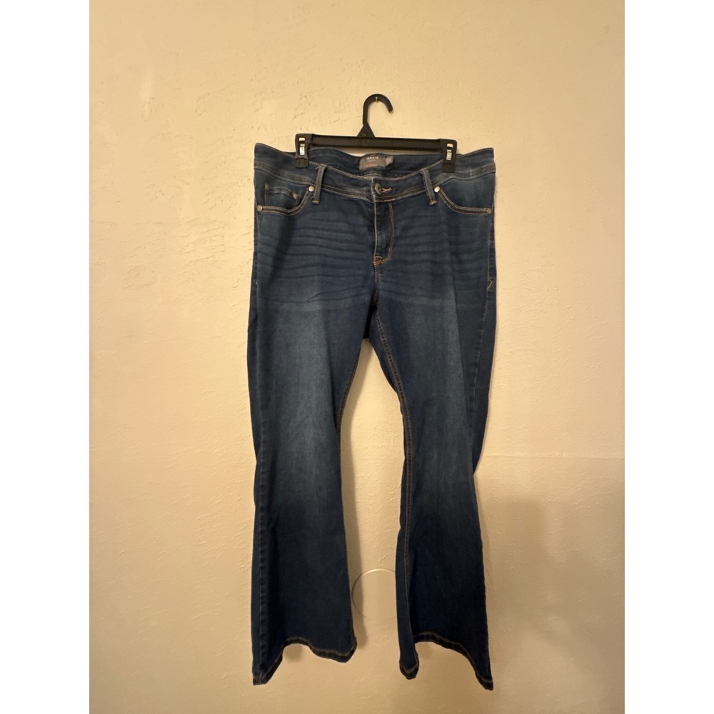 Torrid Luxe Slim Boot Jeans Womens 14S Dark Wash Blue Denim Super Stretch Short